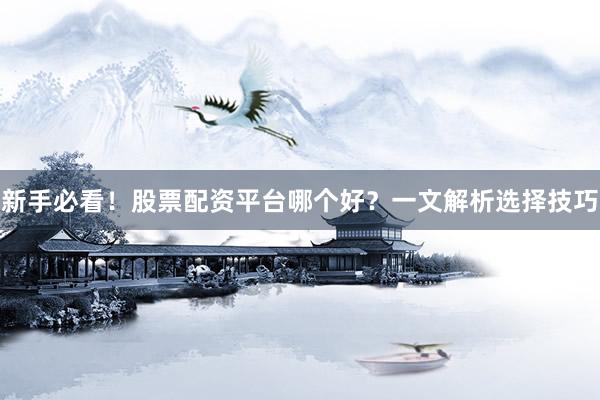 新手必看！股票配资平台哪个好？一文解析选择技巧