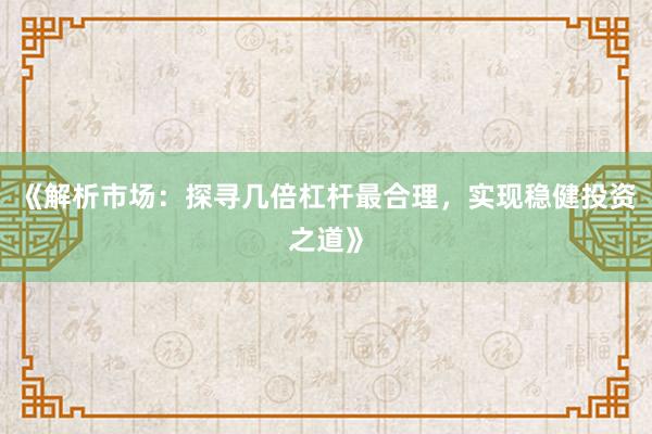 《解析市场：探寻几倍杠杆最合理，实现稳健投资之道》