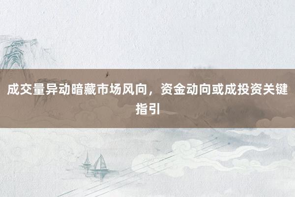 成交量异动暗藏市场风向，资金动向或成投资关键指引