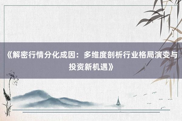 《解密行情分化成因：多维度剖析行业格局演变与投资新机遇》