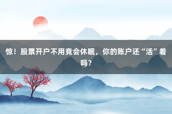 惊！股票开户不用竟会休眠，你的账户还“活”着吗？