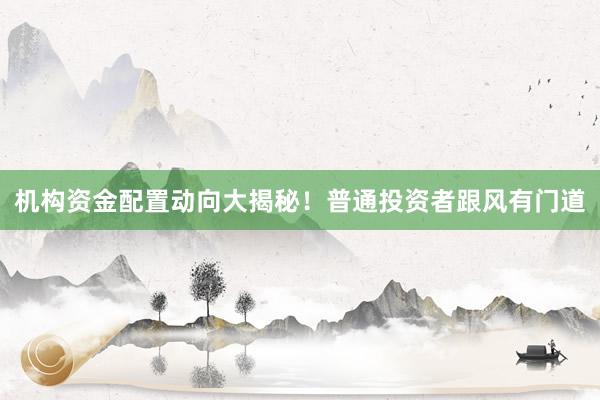 机构资金配置动向大揭秘！普通投资者跟风有门道