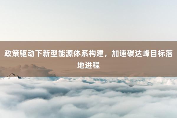 政策驱动下新型能源体系构建，加速碳达峰目标落地进程