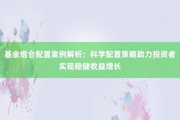 基金组合配置案例解析：科学配置策略助力投资者实现稳健收益增长