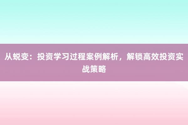 从蜕变：投资学习过程案例解析，解锁高效投资实战策略