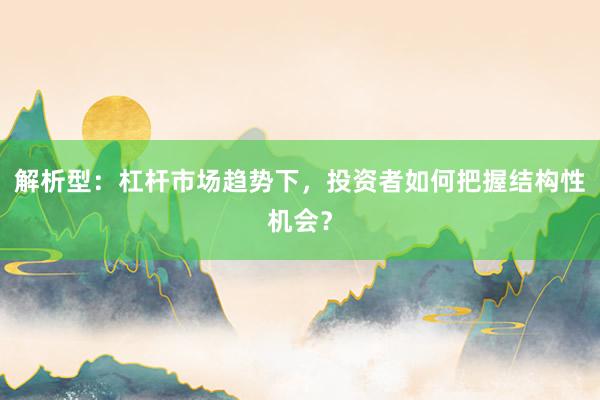 解析型：杠杆市场趋势下，投资者如何把握结构性机会？