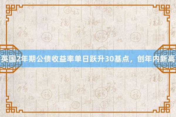 英国2年期公债收益率单日跃升30基点，创年内新高